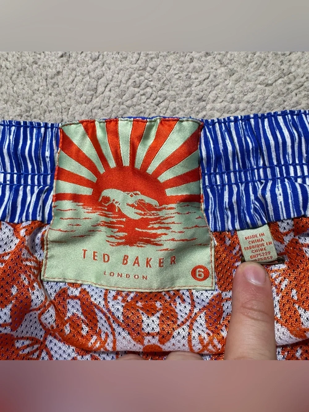 Ted Baker Swim Trunks Mens 6 (2XL) Blue Brief Lined Shorts Drawstring Meas 40x4